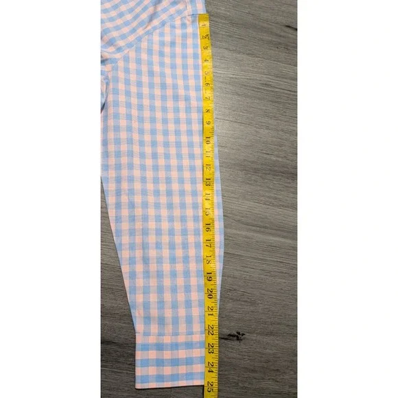 Charles Tyrwhitt Men's Pink Blue Checkered Non Iron Slim Shirt Size 17.5-35 - Picture 6 of 7